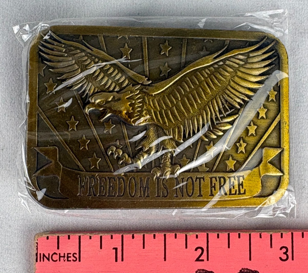 Freedom Is Not Free Belt Buckle Eagle Stars Stripes 2014 Sponsor America NEW